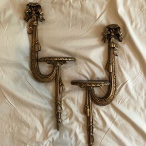 Gold wall sconce shelf set